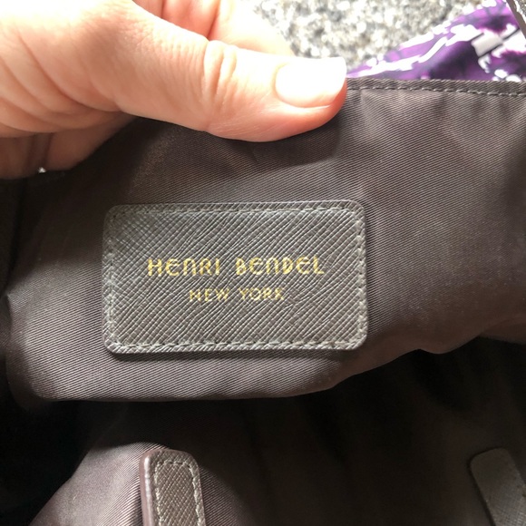 Henri Bendel Rare Izak Nylon Satin Purple Patterned Shopping Tote Disc. - Picture 3 of 10